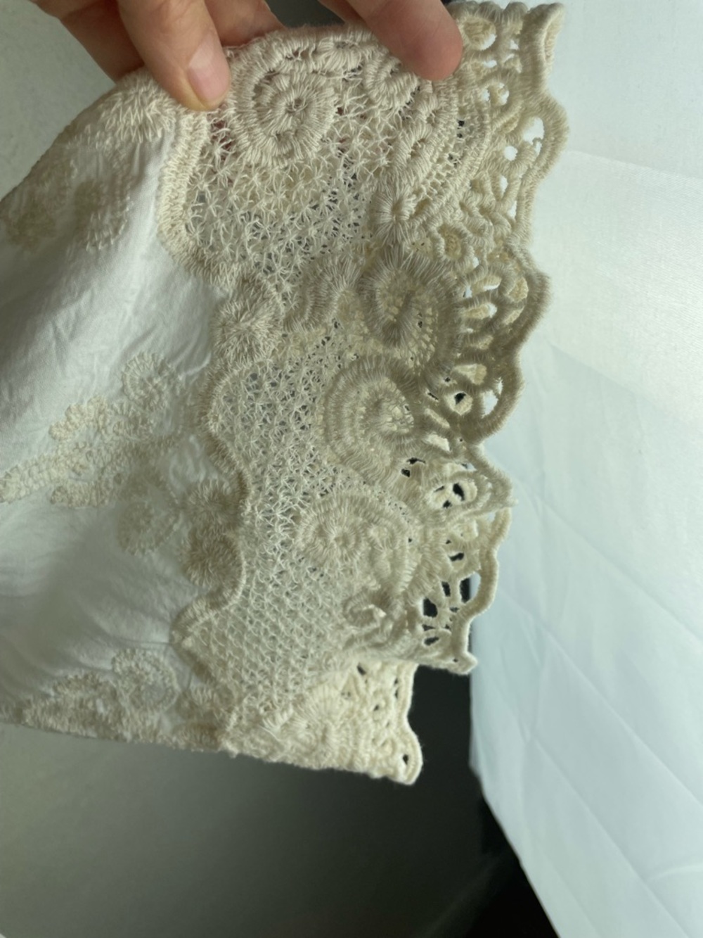 Democracy Cream and White Crochet-Trim Peasant Blouse - Picture 10 of 16